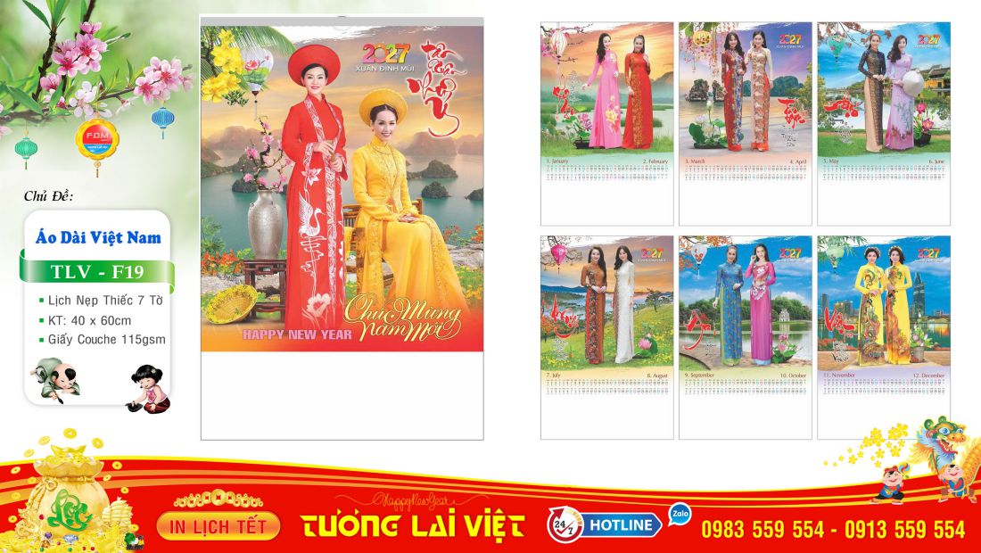Lịch 7 tờ Áo Dài