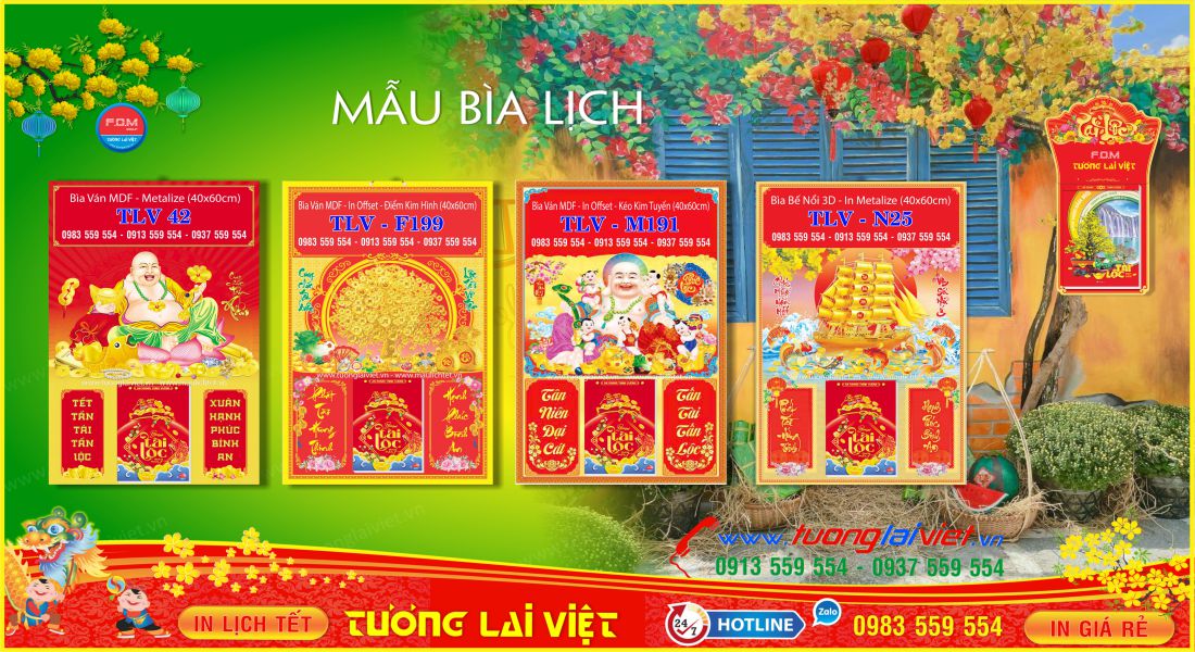 Mẫu Lịch Tết Bloc Treo Tường
