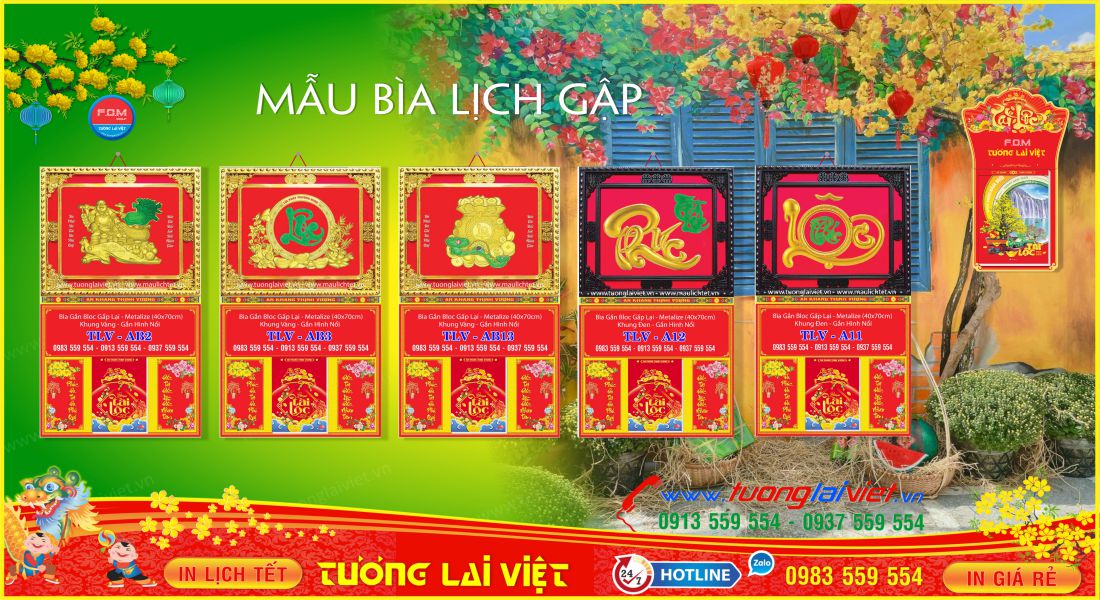Mẫu Lịch Tết Khung Gập